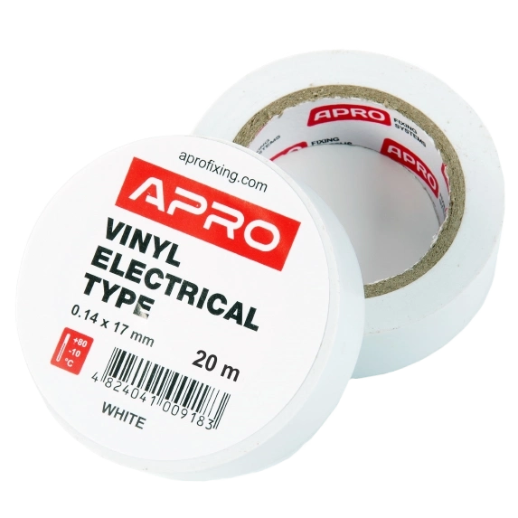 Ізолююча стрічка APRO 0.14х17 мм 20 м Біла